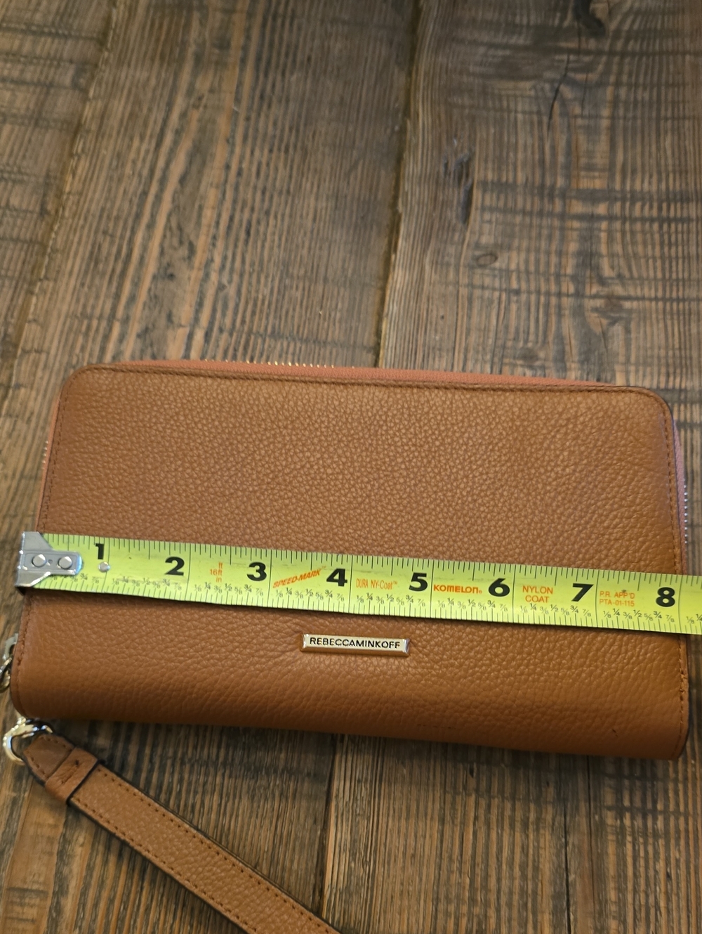 Rebecca Minkoff Pebbled Leather Regan Charging (Iphone) Wristlet - Cognac - Picture 3 of 11
